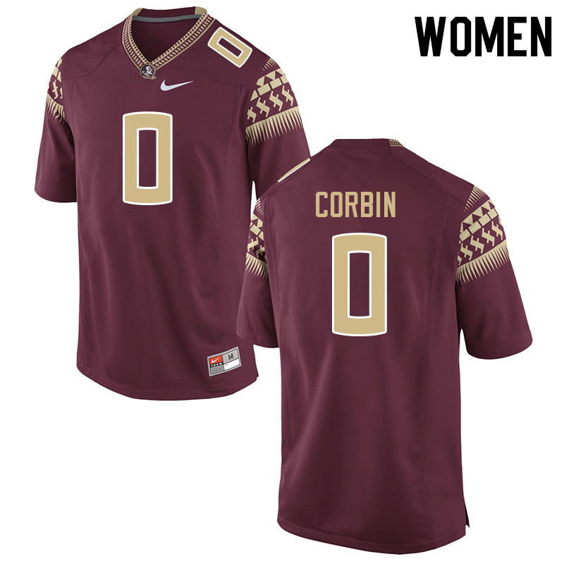 Women #0 Jashaun Corbin Florida State Seminoles College Football Jerseys Sale-Garnet